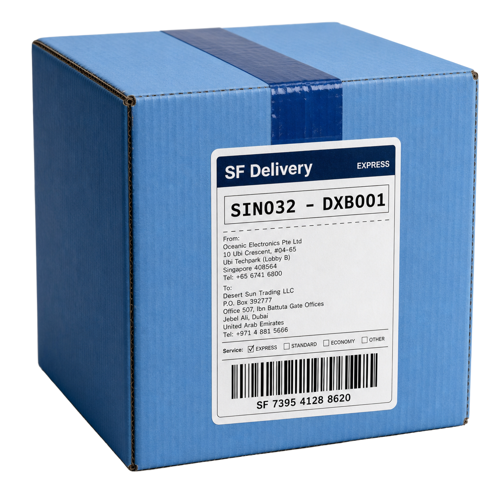 SF Delivery parcel box with shipping label